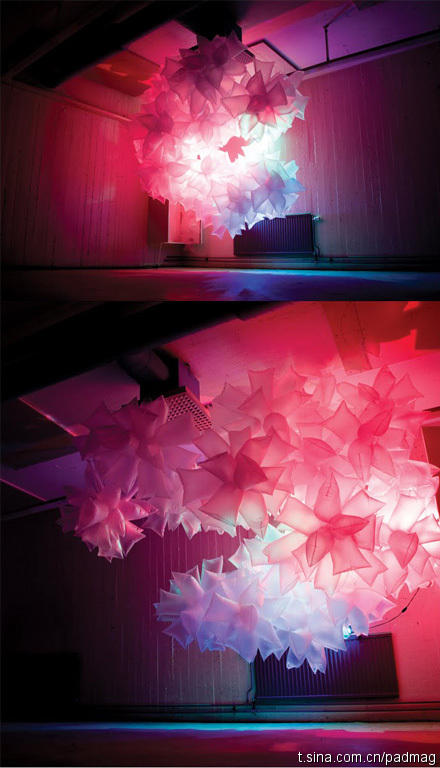 塑膠袋也能組合成好美的燈光藝術