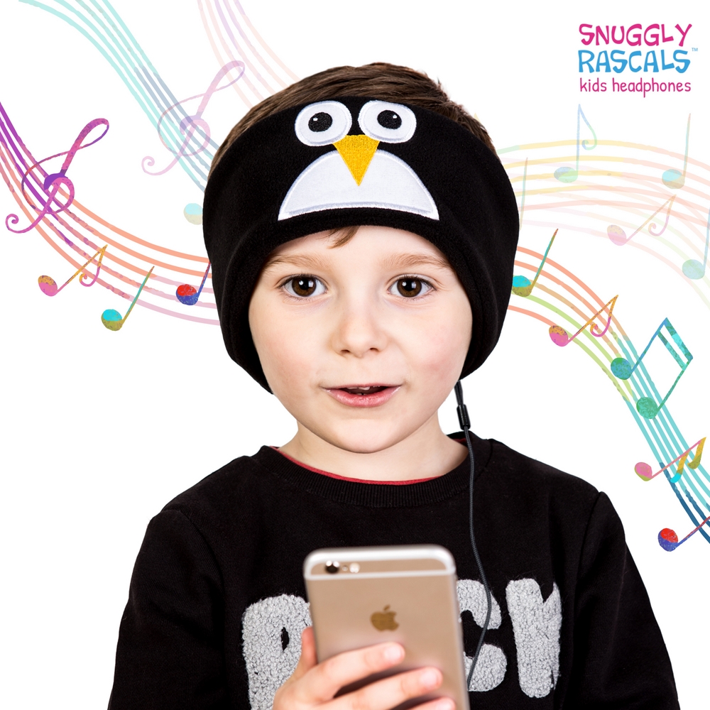 英國 Snuggly Rascals_兒童趣味造型耳機 黑企鵝