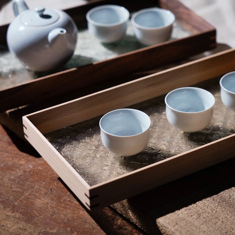 光印樣_海棠壓花玻璃－托盤 (兩款選)