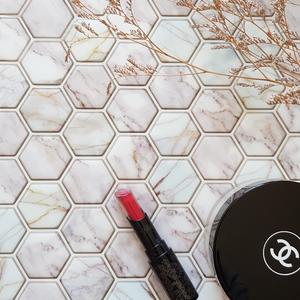  台灣KNOWS&GOODS_小幾何磁磚貼紙/六角大理石粉(5片/組)