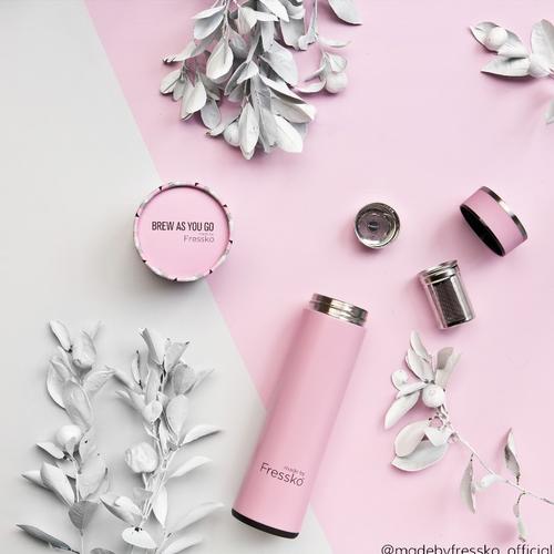 繽紛炫彩保溫杯/櫻花粉 (玻璃內層)