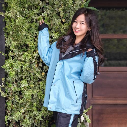 賀拉碩_兩件式機能環保棉質雨衣（杏仁餅海洋藍）